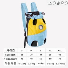 애완동물 가슴 가방 네 발 망포 통기 쾌적 휴대용 여행 두 어깨 배낭 외출 개 가방 고양이 가방 애완동물 가방 전면 가방 고양이 산책 배낭, 1개, 파란색과 노란색 접합