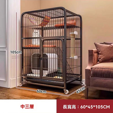 貓籠子 家用 貓咪別墅 豪華天窗加固雙門寵物籠 狗籠 狗柵欄 超大自由空間, 黑色, 1個