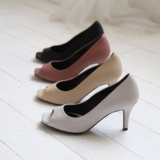 여성구두 여성 토오픈 하이힐 베이직 모던 가죽 힐