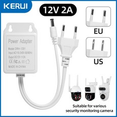 흰색 카메라 전원 어댑터 2A AC/ EU 야외 US 플러그 방수 장치 공급 충전기 12V, 01 EU 플러그, 1개