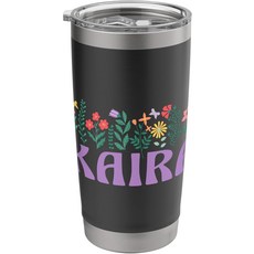 와일드플라워 플로럴 카이라 이름 어머니의 날 여성 스테인리스 스틸 단열 텀블러, 20 Ounces, Black