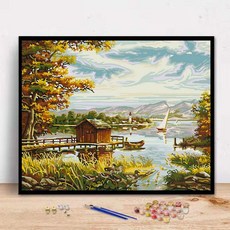 MEIISEO숫자 유화 DIY그림 그리기 셀프페인팅 침실 거실 장식, 085 수확, 옵션4