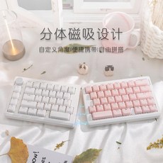 분할키보드 스플릿 사무실 게이밍 블루투스 기계식, 청축, 흰색+아이스 미러 빈 컬러, 청축