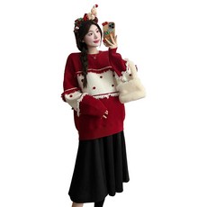 [벨루미아] 겨울 임산부 니트 스커트 투피스 세트 두꺼운 롱스커트