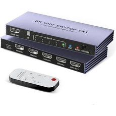 HDMI 분배기 4K 240Hz 스위치 5개 입력 1개 출력 8K60Hz 리모컨 포함 5포트 선택기 박스 3D HDR10+ CEC HDR HDCP2.3 지원 PS54 Xbox