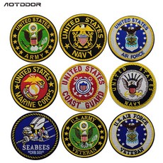 AOTDDOR 밀리터리 US 미군 원형 휘장 디자인 찍찍이 벨크로 자수 와펜 패치