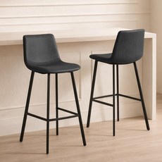 하루꿈 홈바 의자 다이닝 아일랜드 인테리어 업소용 바텐 높은 가죽 식탁 바 체어 2p 세트, 2개, 블랙