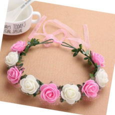 웨딩촬영 9송이 핑크화이트믹스 꽃화관 플라워화관 셀프웨딩 이, 본상품