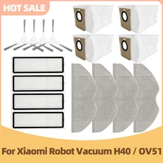 샤오미 Robot Vacuum H40/OV51 호환 액세서리 – 먼지봉투 메인 브러시 사이드 브러시 천 HEPA 필터, 08 Set  O