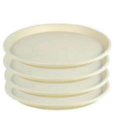 Kichwit 6팩 18.9cm(7.1인치) 식물 받침 실내 및 실외용 원형 플라스틱 식물 트레이 블랙, 17.7"(4 Pack), 베이지