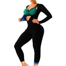 LMCOB 여성용 전신 사우나 슈트 허리 트레이너 스웨트 점프수트 운동 수트 여성용 블루 안감 3XL 146474 8186664864, 3XL LMCOB 146474 8186664864