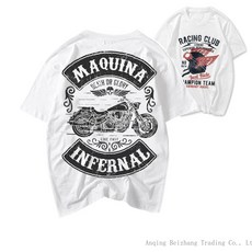 오토바이 바이크 라이딩 라이더 빈티지 티셔츠 순면 프린팅 록 라운드 반팔 티