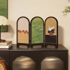 中古風客廳桌面屏風擺件 復古電視櫃玄關裝飾品, 舒享時光C【精雕屏風小擺件】,22cm高*30cm寬