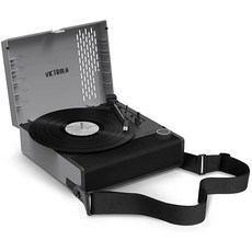 Victrola Revolution GO – 휴대용 비닐 레코드 플레이어 배터리 전원 블루투스 턴테이블 12시간 배터리 수명 3가지 스피드 벨트 구동 레코드 플레이어 R, Victrola Revolution GO – 휴대용 비