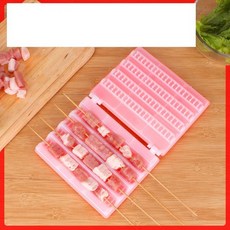 양꼬치꽂는기계 수동 꽂이 끼우기 틀 도구 만들기 가정용 미트 피어싱 4열, 1개, 미트 피어싱 4줄 + 오일 브러쉬 2개