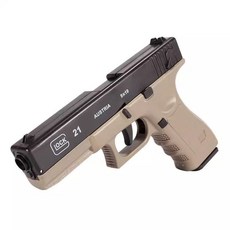 連發拋殼玩具手槍，附戰術槍套、紅外線、手電筒，配備彈殼*6、軟彈頭*10, 1套, 沙色-格洛克-高配