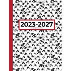 5년 일기 2023-2027 A4 펭귄 무리 하드커버: 영국 공휴일 비전 보드 달의 단계 생일 및 축하와 함께 플래너를 볼 수 있는 달, 기본