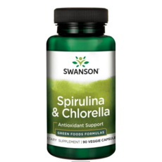 SWANSON 斯旺森 螺旋藻和小球藻素食膠囊, 90顆, 1罐