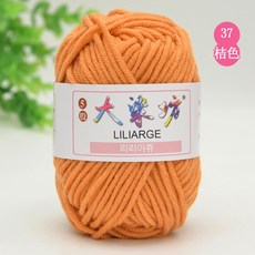 LILIARGE 牛奶棉線 5股鉤針毛線 編織線 玩偶棉線, 37桔色【升級款獨立包裝】, 1個