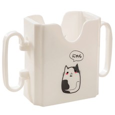 兒童托杯架 輔助杯架 防擠壓飲料架 摺疊鋁箔包牛奶杯, 升級款托杯架-白色貓咪, 1個