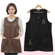 위키란쥬 부엉이 일반 지퍼 앞치마, 검정