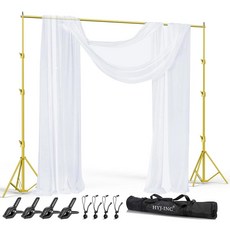 HYJ INC 10x10Ft 사진 배경 스탠드 티타늄 골드 파티용 조절 가능한 드롭 캐리백이 있는 지지대 클램프