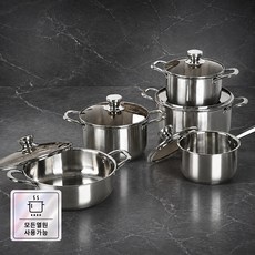[독일브랜드] 펜들 냄비 세트 2종 3종 5종 스텐 인덕션 가스레인지 하이라이트 겸용 편수 양수 전골 곰솥, 1세트, 펜들 냄비 2종 세트, 스테인리스실버
