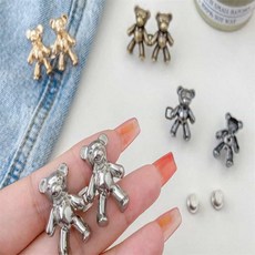 데일리 바지 치마 허리조절 곰돌이 클립 실용적 스냅단추펀칭기 똑딱단추 수선용, 골드