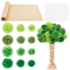 AHANDMAKER 교실 나무 게시판 세트 DIY 3D 판지 나무 1롤 크래프트 종이 28피스 종이 폼폼 게시판 벽 3D 장식 교실 칠판 파티 장식용