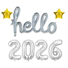올리브파티 2026 2025 신년 파티 용품 풍선 세트 패키지, 2026실버, 1세트