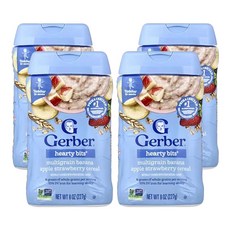 거버 Hearty Bits 멀티그레인 시리얼 12 개월 이상 유아용 (8oz), 227g, 4개, 바나나 사과 딸기