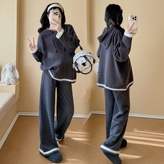 패션 가을 겨울 니트 스웨터 세트 캐주얼 스타일 빅사이즈 임부복