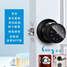 원형도어락 전자 원격 제어 비밀번호 암호 현관문 번호키 손잡이, B. 쿨 블랙 그래피티 앱 버전