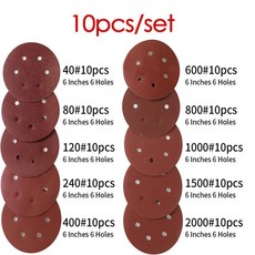 10pcs 6 인치 구멍 150MM 샌딩 디스크 40-2000 그릿 몰려 들고 사포 궤도 후크 및 루프 모래 종이, Grit 1000-10pcs, 없음