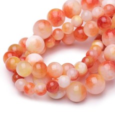 Chicager 주얼리 제작용 천연 보석 비즈 6mm 블루 토르말린 광택 매끄러운 라운드 원석 비즈 팔찌 목걸이용 38.1cm(15인치), 오렌지 제이드