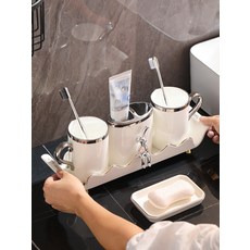 고급 미니멀 양치컵 칫솔꽂이 세라믹 세트 욕실용 칫솔 가글컵, 1개, 하이힐 수납 상자