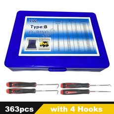굴삭기 지게차 크레인 자동차 수리용 고무 씰링 O-링 내마모성 고온 저항 O 링 개스킷, [05] 363pcs with hooks