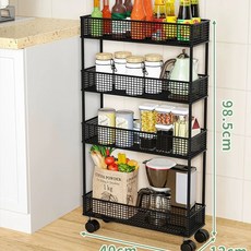 수납장 주방 서랍 롱타입)블랙4단 (업그레이드 20cm 철제 세탁실용 틈새 틈새장 선반, C. 블랙 12x40cm 4겹