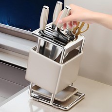 스텐칼꽂이 싱크대칼꽂이 거치대 물빠짐 칼걸이 크림화이트 슬랜트 삽입 도마꽂이, 크림화이트 단일