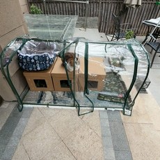 고양이비닐하우스 고양이 비닐 길겨울집 투명 강아지 야외집 길냥이집 방풍 야외 실외 숨숨 겨울집만들기 중형, 1개, 원형 지붕 이중 135x70x70cm