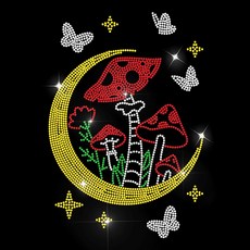 1개 유리 핫픽스 라인스톤 다리미 부착형 의상 액세서리 (옷 가방 바지용) 버섯 모양 (297x210mm), 혼합색