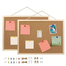 코르크 게시판 2개 세트 (핀+아이볼트+개스킷+나사 포함), 목재