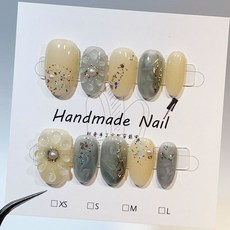 曙光之夢 日系手工穿戴甲 指甲貼片, 1個, HNP142-橢圓(長約2CM),M碼(實品拍攝)