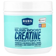붑스 네츄럴스 붑스 부스트 크레아틴 모노하이드레이트 언플래버드 450 g BUBS Naturals Bubs Boost Creatine Monohydrate Unflavored 4, BUBS Naturals 버브스내추럴스 스 벱스 부스트, 1개, 450g