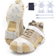 EZSTYLE冰爪 防滑鞋套 冰雪地防滑神器 登山冰爪, 白色