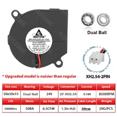 Gdstime DC 5V 12V 50x50x15mm 듀얼 볼 쿨러 2Pin USB 방사형 팬 터보 송풍기 프린터 냉각 용 5cm 라디에이, 17 24V B8500RPM NEW, 02 2 Pcs