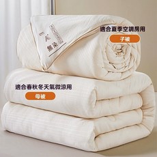 大豆子母被 二合一加厚保暖被芯 適合春秋學生宿舍棉被, 無染-米白色-陞級超柔大豆被【送禮袋】,150x200cm拉鍊款子被3斤母被5斤