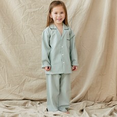 PINGCOCO 女童格紋9分袖睡衣+睡褲套裝