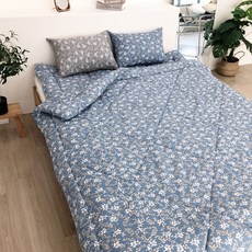 이불아저씨 포시즌 요매트(+솜포함) 요이불세트 요+차렵이불+베개커버, 플로라 네이비