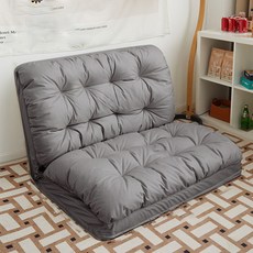 SeekFun 생활방수 패브릭 각도조절 등받이 좌식의자 접이식 소파베드 90cm 킹-사이즈, 그레이